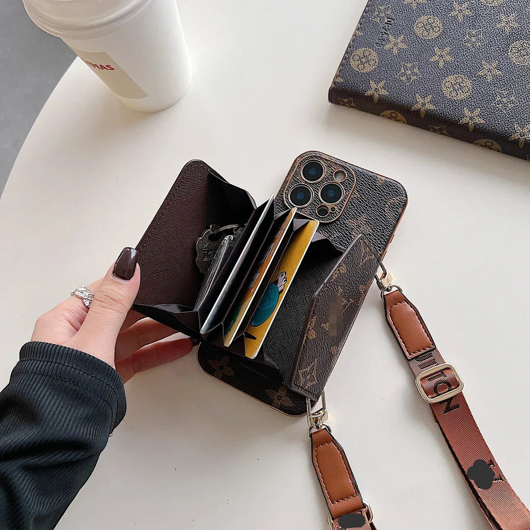 Brown iPhone case 2001 large | Accordion card holder (subject to the video)
