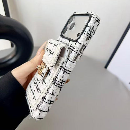 Chanel Style Tweed Quilted Card Holder Wallet Luxury Phone Case