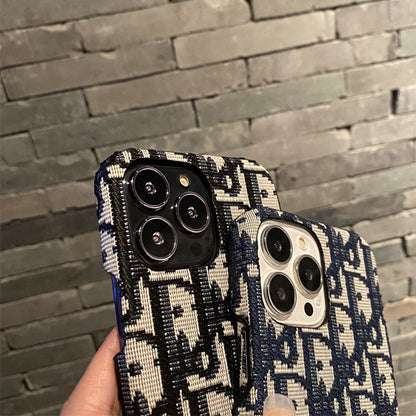 Luxury CD iPhone Case Classic Fabric Gray