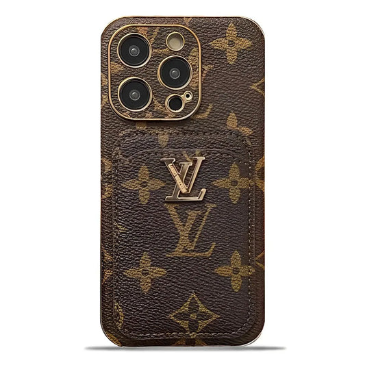 Monogram L Vintage Leather iPhone Wallet Case With Card Holder
